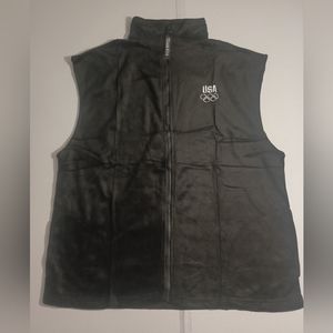 NWOT Team USA Olympic Men's Sz XXL Black Fleece Feel Light Vest Full Zip Up NEW